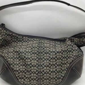 Vintage Coach Y2K Signature Canvas and Leather Patterned Hobo Bag